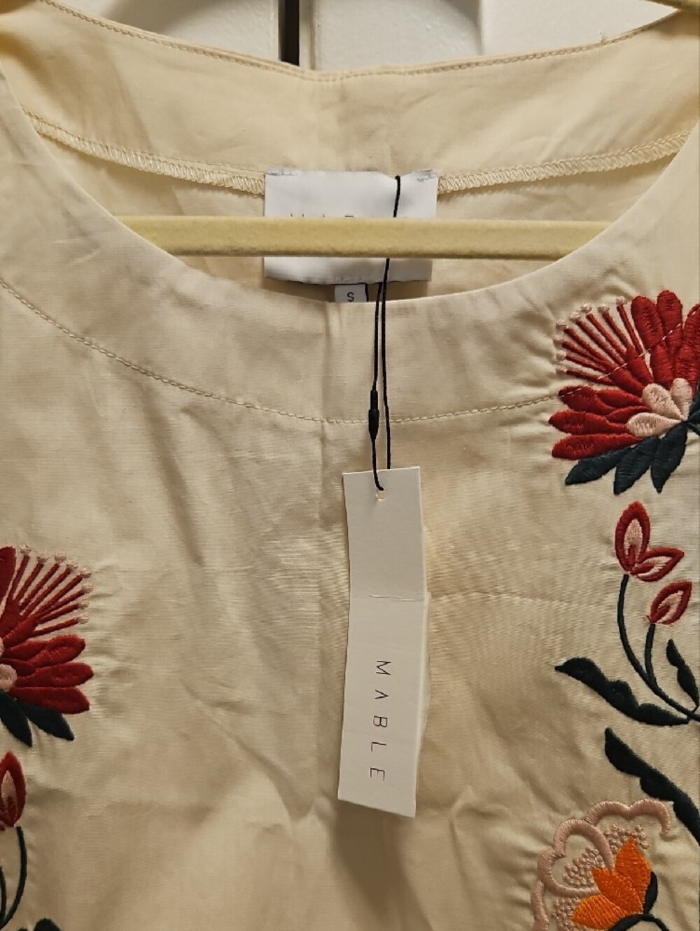 Anthropologie Cream Floral Embroidered Midi Skirt And Top - Picture 2 of 2